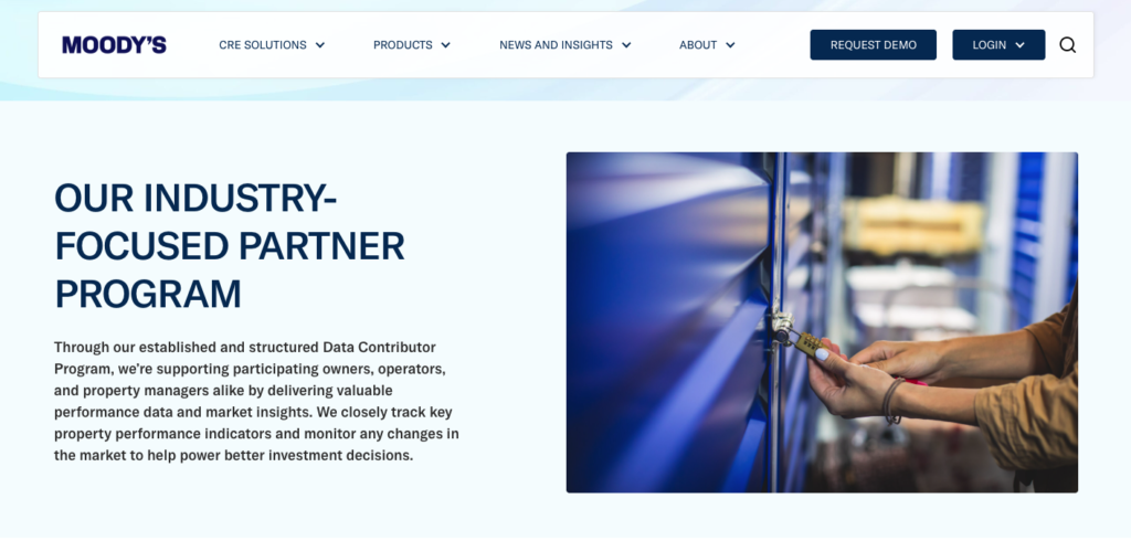 Screenshot of the landing page for Moody's Data Contributor Program.